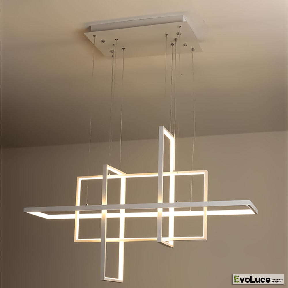 Lampadari e Pendenti "SQUARE 4" - Lampadario Design Minimal 98W