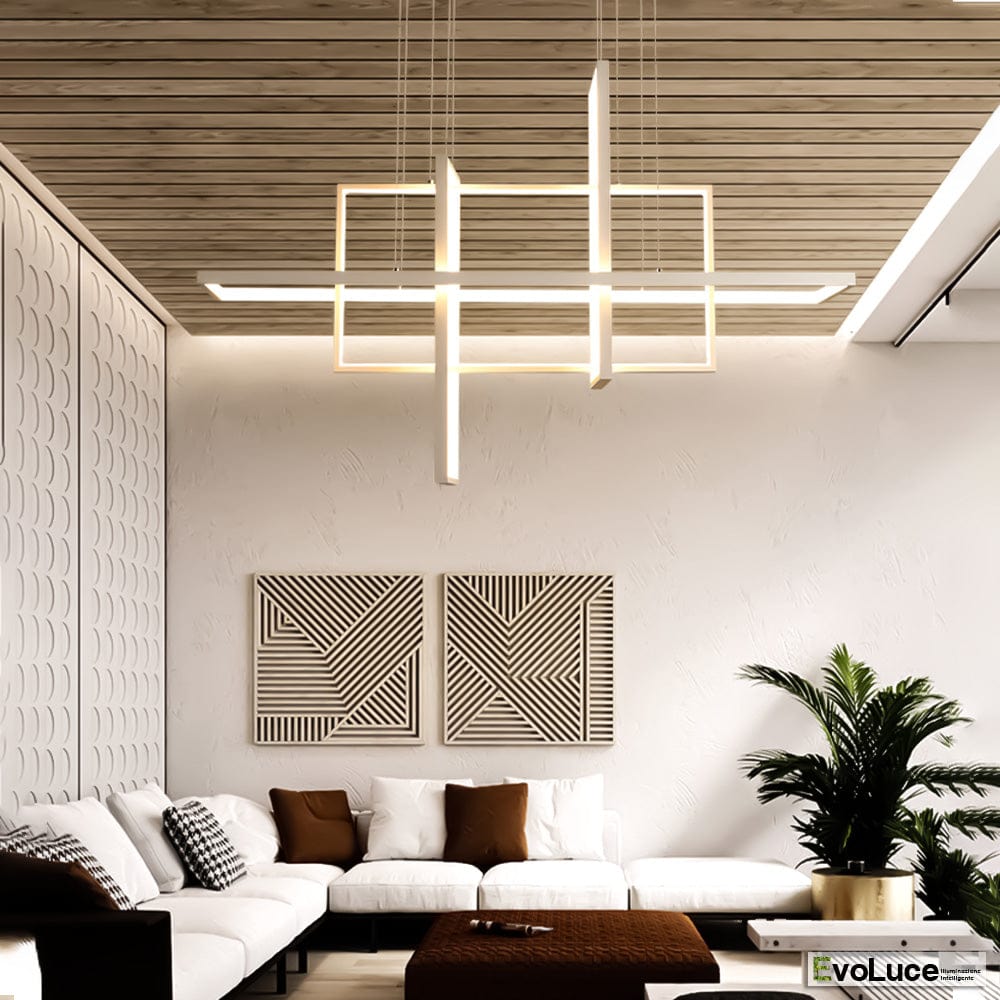 Lampadari e Pendenti "SQUARE 4" - Lampadario Design Minimal 98W