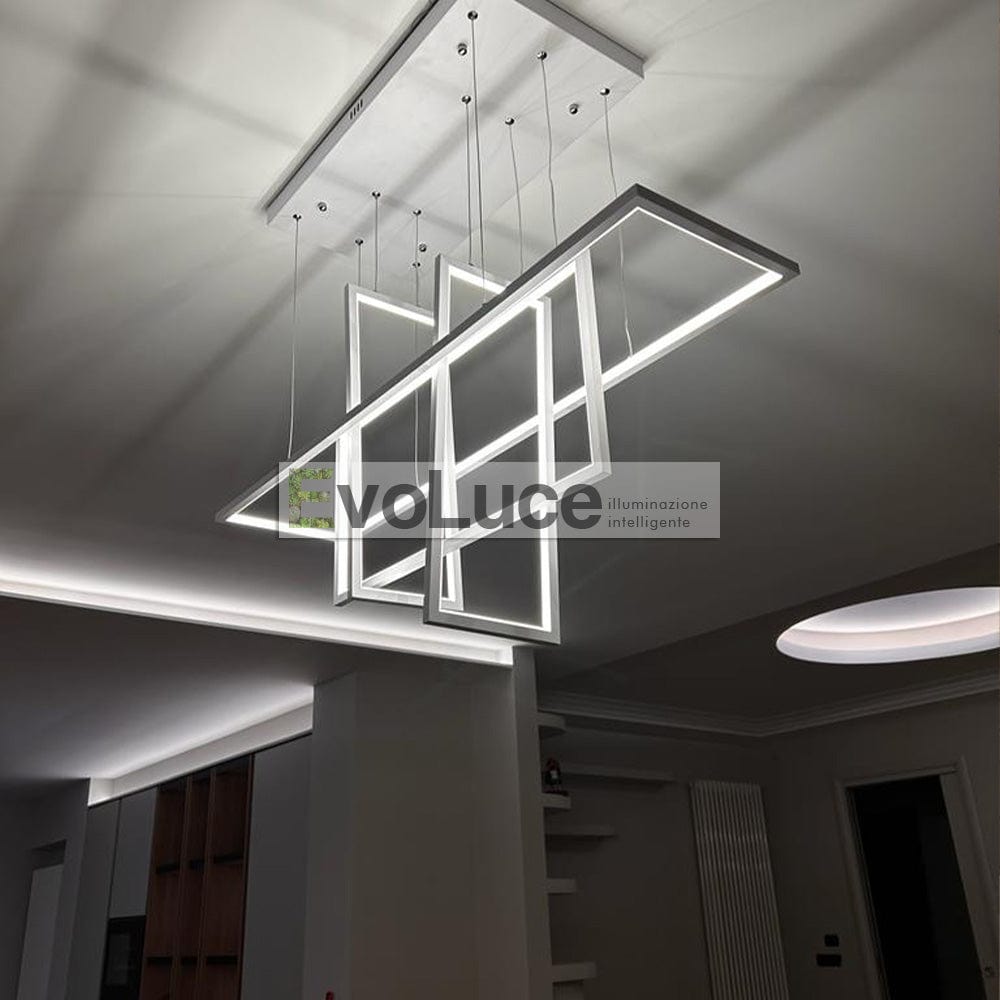 Lampadari e Pendenti "SQUARE 4" - Lampadario Design Minimal 98W