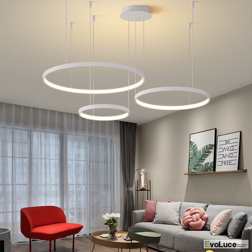 Lampadario A Sospensione In Alluminio - Design Moderno - Attacco E27 - Grigio Satinato/nero - 220x310x1375mm