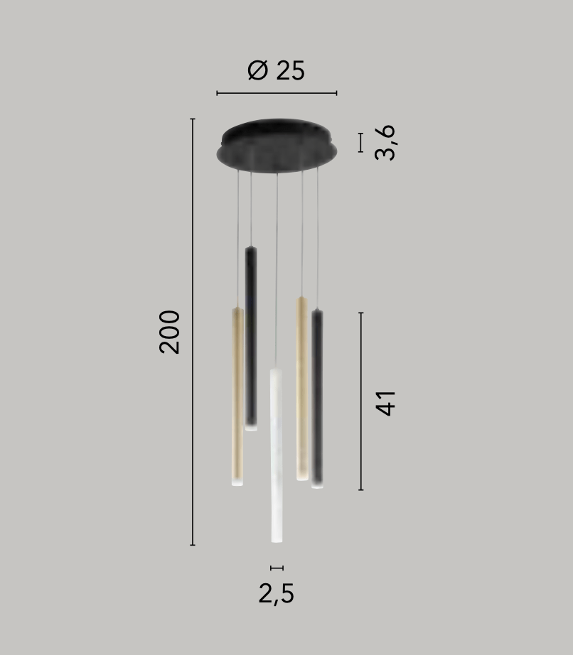 Multicolore Lampadario sospensione PYPE (S5 MULTI)