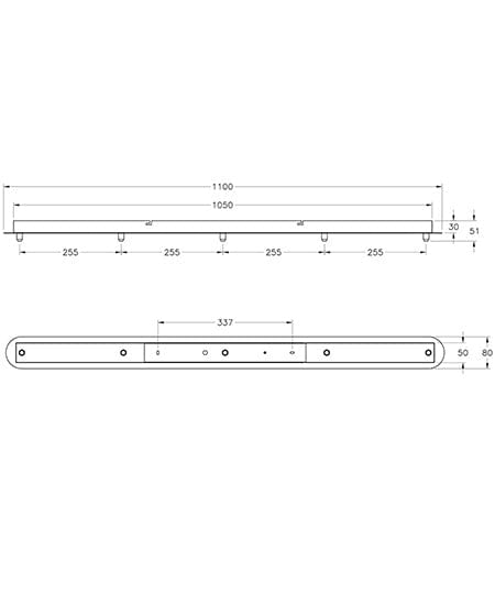 LILA by FABAS LUCE - Piastra Lineare 5 fori sfalzati MADE IN ITALY