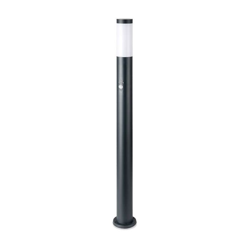 Paletto da giardino 110cm con Portalampada E27 e Sensore di movimento (max 60W) in Acciaio Inossidabile IP44 Colore Grigio