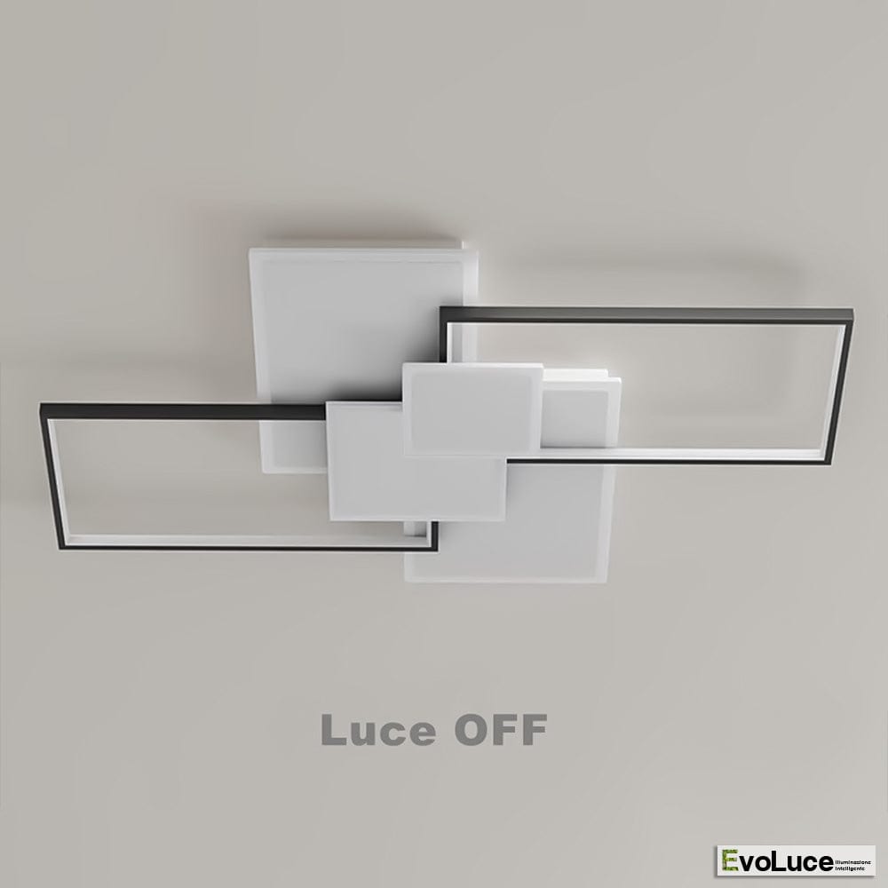 Plafoniere Bianco+Nero+Profilo Trasparente / Calda + Fredda + Naturale / Si "ZEBRA" - Plafoniera Design 83W LED con Regolazione Intensità e Temperatura Colore