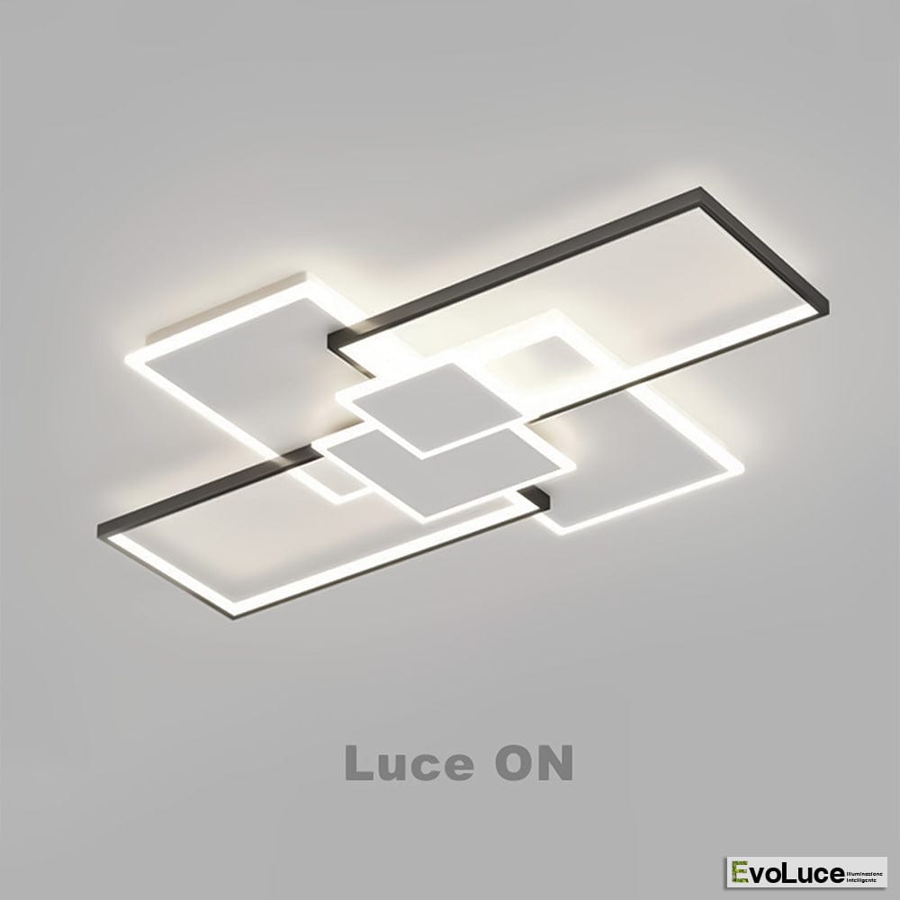 Plafoniere Bianco+Nero+Profilo Trasparente / Calda + Fredda + Naturale / Si "ZEBRA" - Plafoniera Design 83W LED con Regolazione Intensità e Temperatura Colore