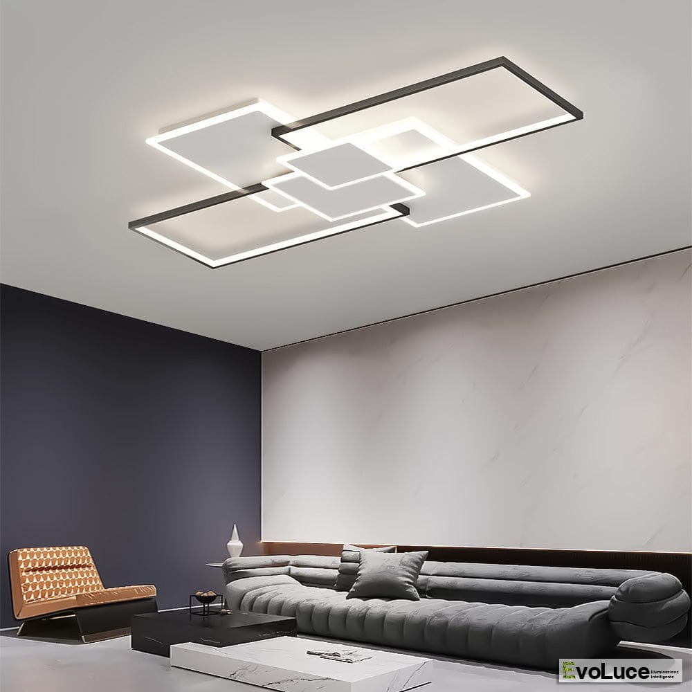 Plafoniere Bianco+Nero+Profilo Trasparente / Calda + Fredda + Naturale / Si "ZEBRA" - Plafoniera Design 83W LED con Regolazione Intensità e Temperatura Colore