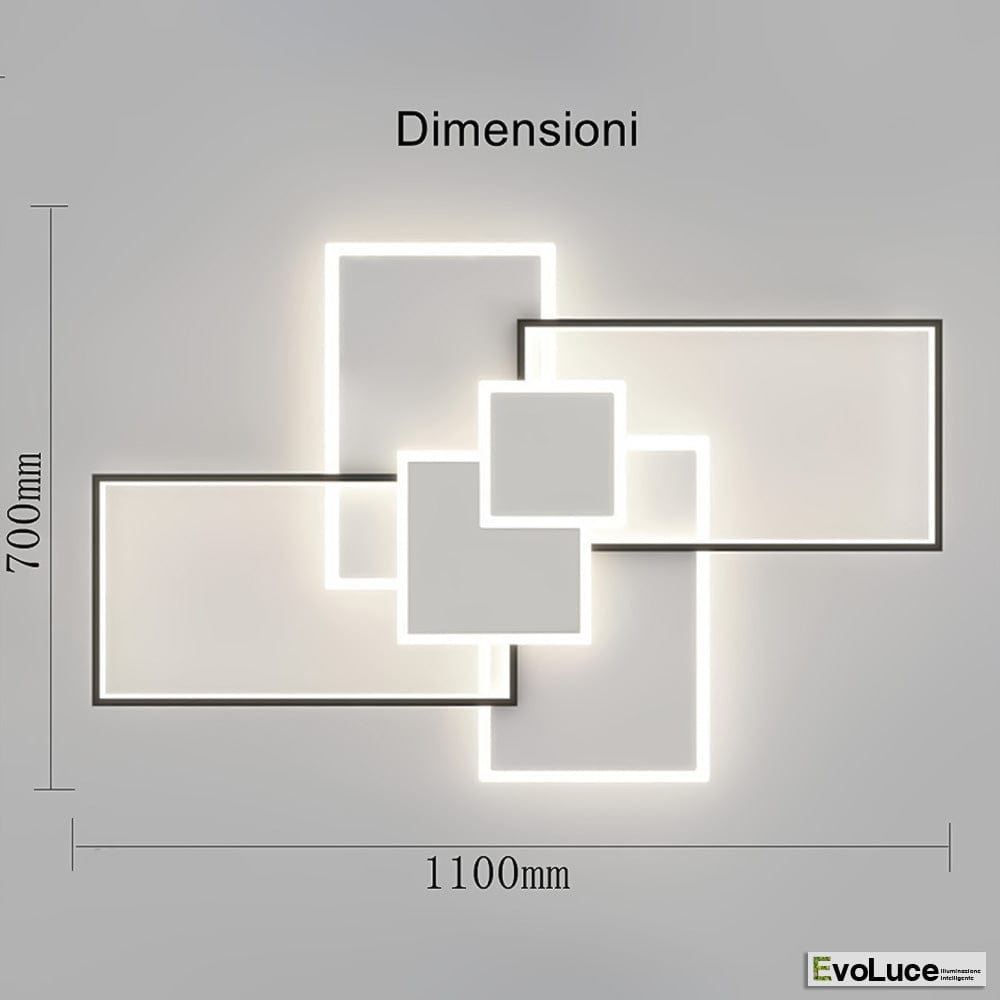 Plafoniere Bianco+Nero+Profilo Trasparente / Calda + Fredda + Naturale / Si "ZEBRA" - Plafoniera Design 83W LED con Regolazione Intensità e Temperatura Colore