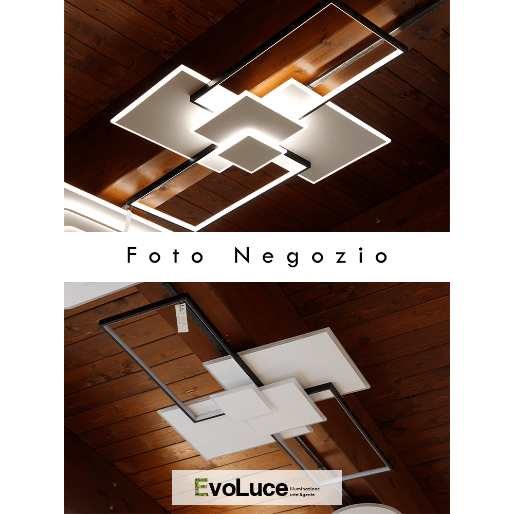 Plafoniere Bianco+Nero+Profilo Trasparente / Calda + Fredda + Naturale / Si "ZEBRA" - Plafoniera Design 83W LED con Regolazione Intensità e Temperatura Colore