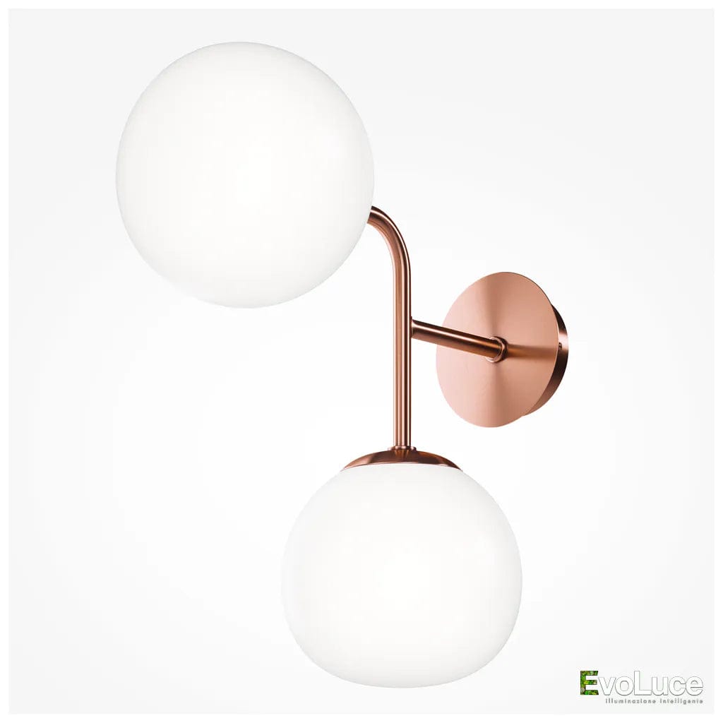 Ottone / Si (2 E14 6 Watt) ERICH AP - Applique Luxury Sfere Asimmetriche con Lampadina E14