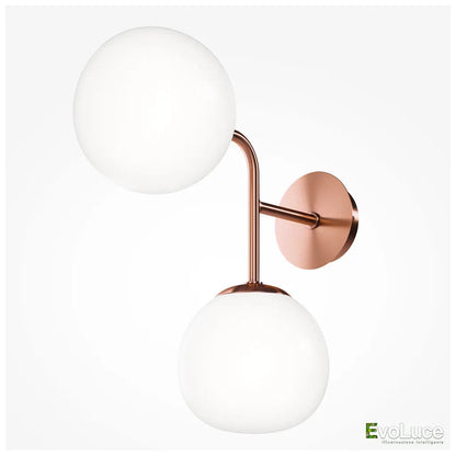 Ottone / Si (2 E14 6 Watt) ERICH AP - Applique Luxury Sfere Asimmetriche con Lampadina E14