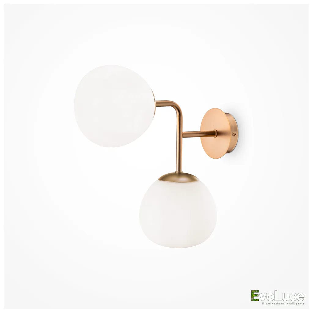 Oro / Si (2 E14 6 Watt) ERICH AP - Applique Luxury Sfere Asimmetriche con Lampadina E14