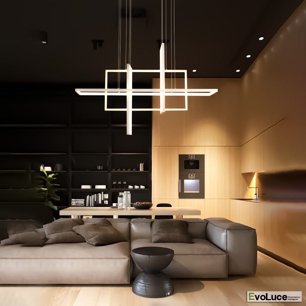 Lampadari e Pendenti "SQUARE 4" - Lampadario Design Minimal 98W