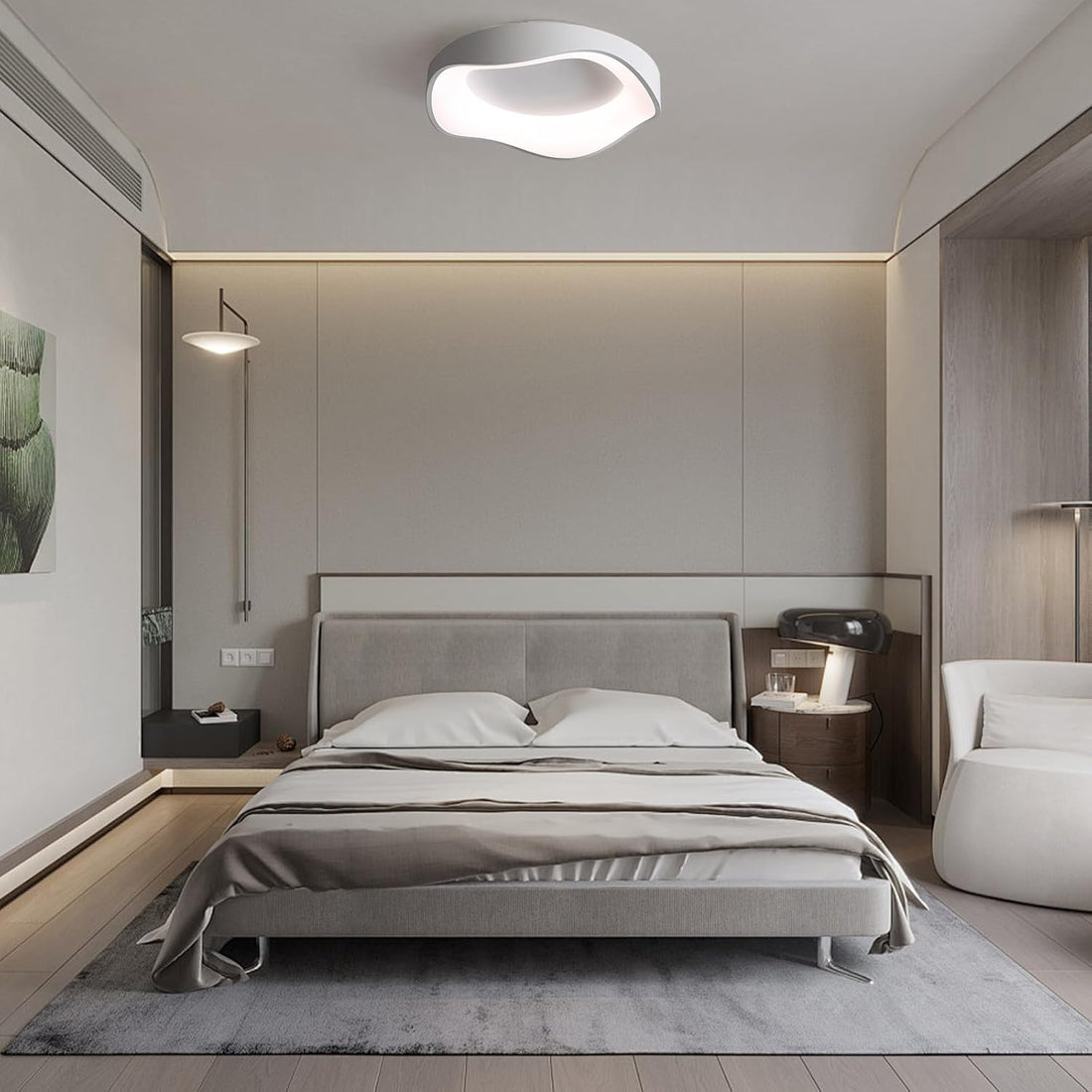 Bianco "MIRA" - Lampadario Design 38W LED con Regolazione Intensità e Temperatura Colore