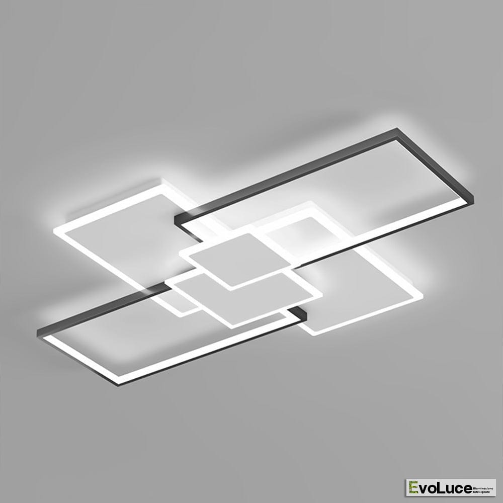 Plafoniere Bianco+Nero+Profilo Trasparente / Calda + Fredda + Naturale / Si &quot;ZEBRA&quot; - Plafoniera Design 83W LED con Regolazione Intensità e Temperatura Colore
