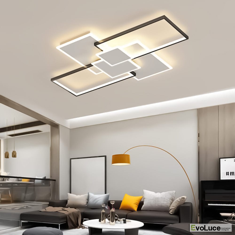 Plafoniere Bianco+Nero+Profilo Trasparente / Calda + Fredda + Naturale / Si "ZEBRA" - Plafoniera Design 83W LED con Regolazione Intensità e Temperatura Colore
